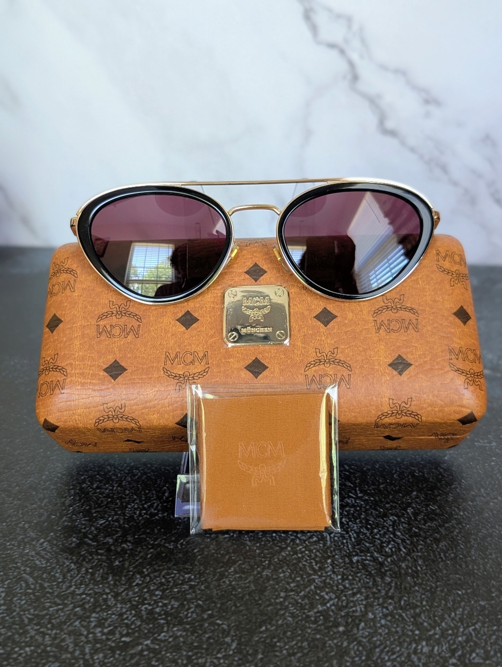 MCM Cat Eye Aviator Polarized Sunglasses With Case NWOT